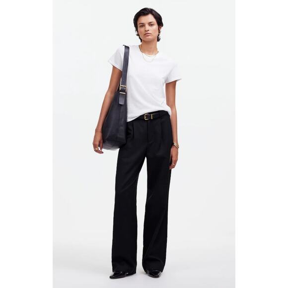 Madewell Pants - Madewell Slouchy Straight Pants Womens Size 6P Petite Black Linen Blend Trouser
